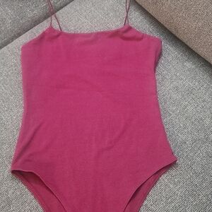 Magenta Bodysuit Tank Top (Jeans Not For Sale)